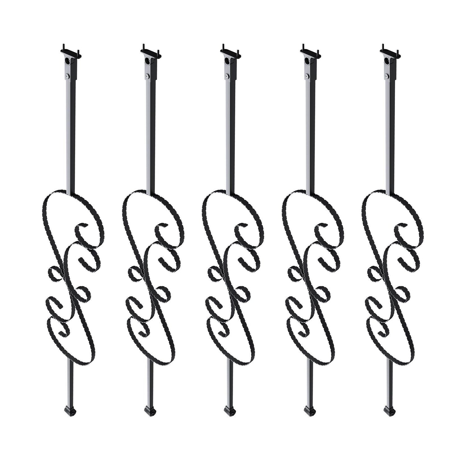 Staircase Metal Balusters, 44'' x 1/2" Galvanized Steel Decorative Banister Spindles, 5 Pack S Shape Deck Baluster, Hollow Satin Black Spiral Stair Railing with Shoes & Screws