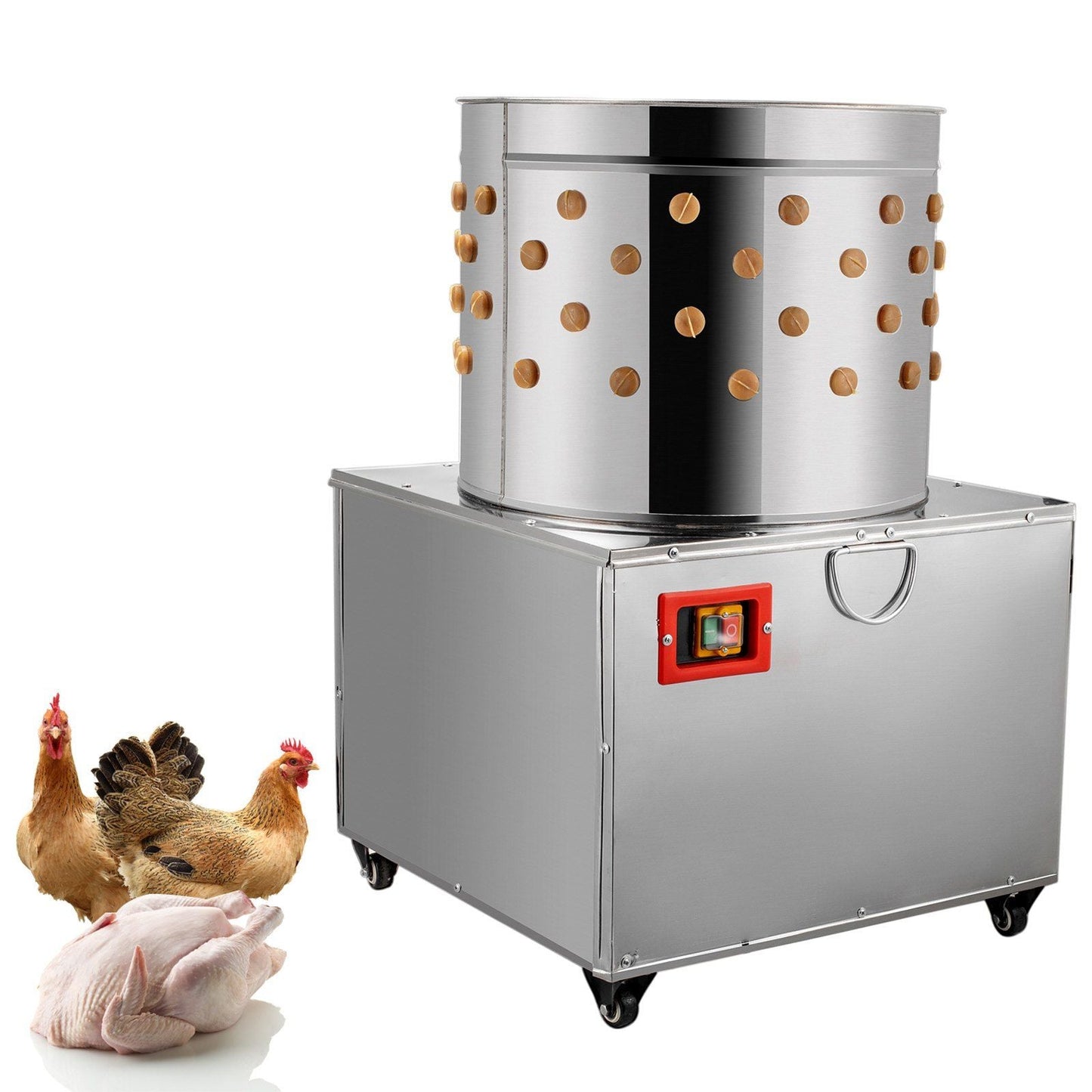 Stainless Steel Chicken Plucker 20Inch Barrel Diameter De-Feather Remover Poultry Machine 1500W 275R/min Barrel Diameter Heavy Duty Feather Plucking Machine