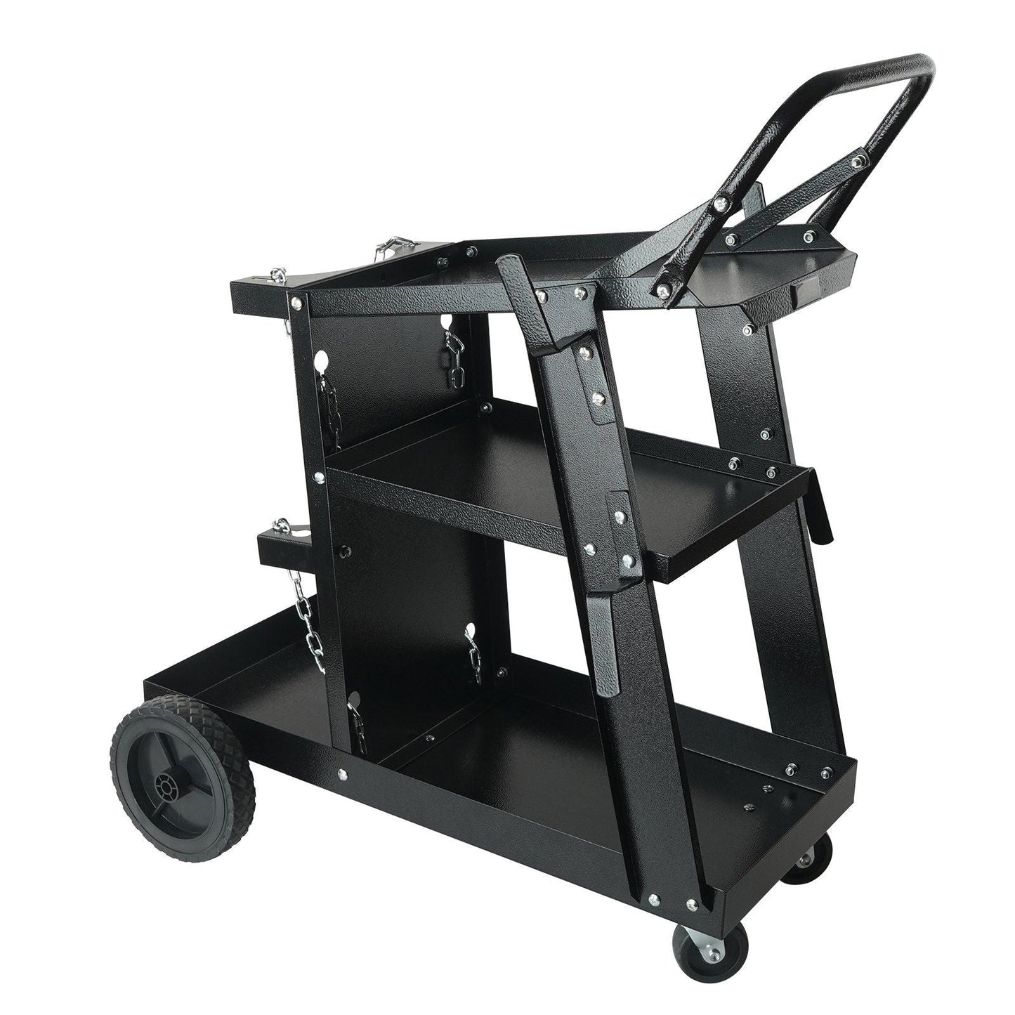 Welding Cart, 3-Tier Welder Cart Heavy Duty with 400 Lbs Weight Capacity, 360° Swivel Wheels, Tank Storage Safety Chains, Rolling MIG Welder Cart for TIG, ARC, MMA, Plasma Cutter Welding Machine