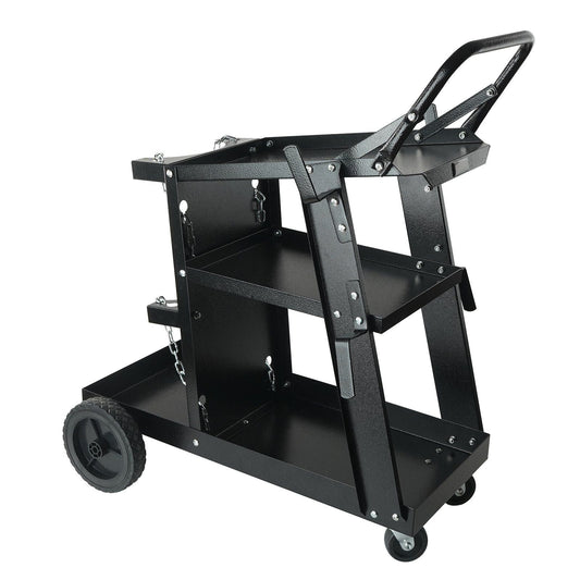 Welding Cart, 3-Tier Welder Cart Heavy Duty with 400 Lbs Weight Capacity, 360° Swivel Wheels, Tank Storage Safety Chains, Rolling MIG Welder Cart for TIG, ARC, MMA, Plasma Cutter Welding Machine
