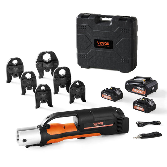 Pro Press Tool, 18V Electric Pipe Crimping Tool for 1/2" to 2" Copper Pipes, Press Tool Kit with 6 Pro Press Jaws, 2pcs 4AH Battery, Fast Charger & Carrying Case