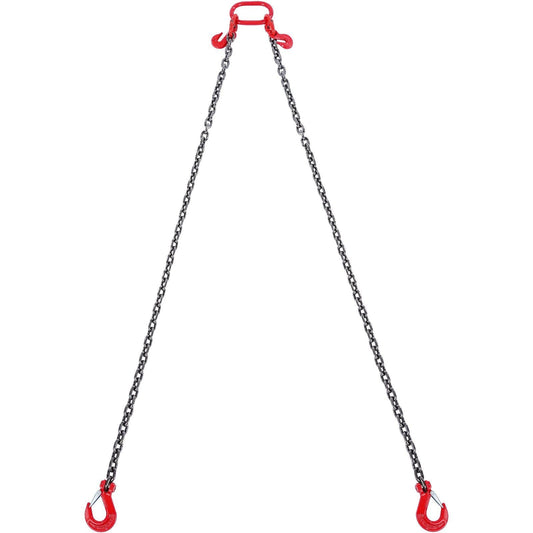 3/8" x 6' Chain Sling 2 Legs G80 Lifting Chain with Grab Hooks 11000 lbs