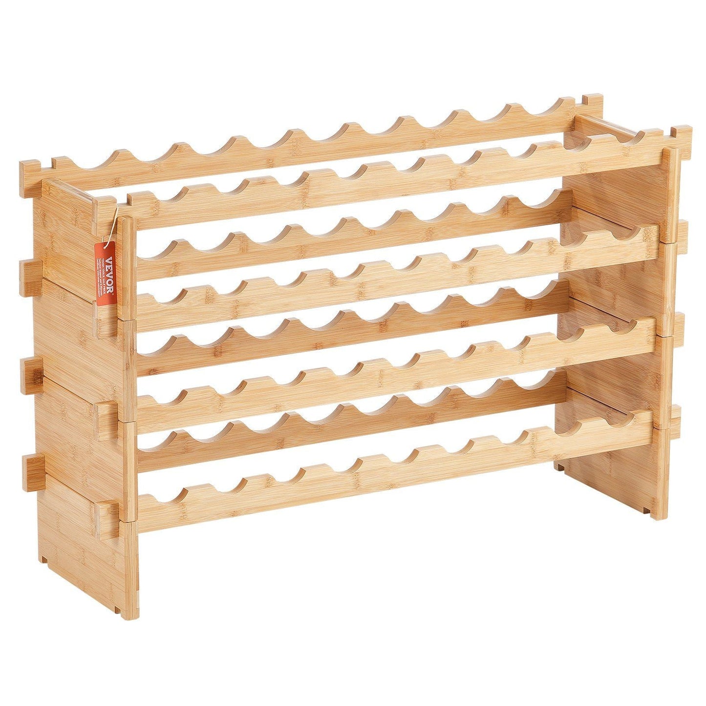 36 Bottle Stackable Modular Wine Rack Bamboo Wood Display Shelf 4-Tier