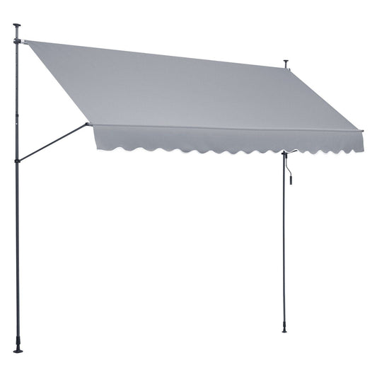 157x47" Patio Awning Retractable Awning Sunshade Shelter with Crank Handle