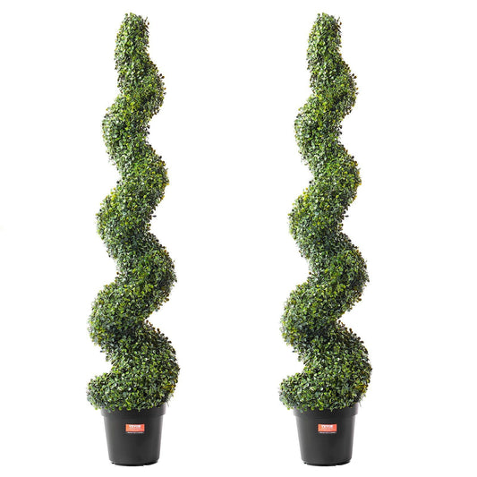 2 Pack 5' Artificial Boxwood Topiary Tree Faux Plant UV Decor In/Outdoor