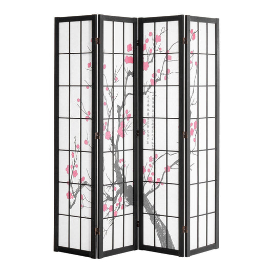 Room Divider, 4 Panel Japanese Room Divider Screen, Wood Folding Privacy Screen Indoor, Japanese Partition Portable Decoration Dividers, for Room Separation Home Office Restaurant & Bedroom