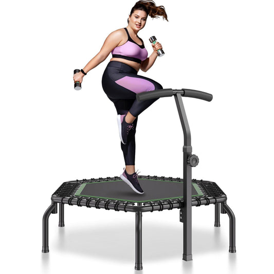 54.5" Mini Fitness Trampoline Adults Indoor Exercise Rebounder with Handle