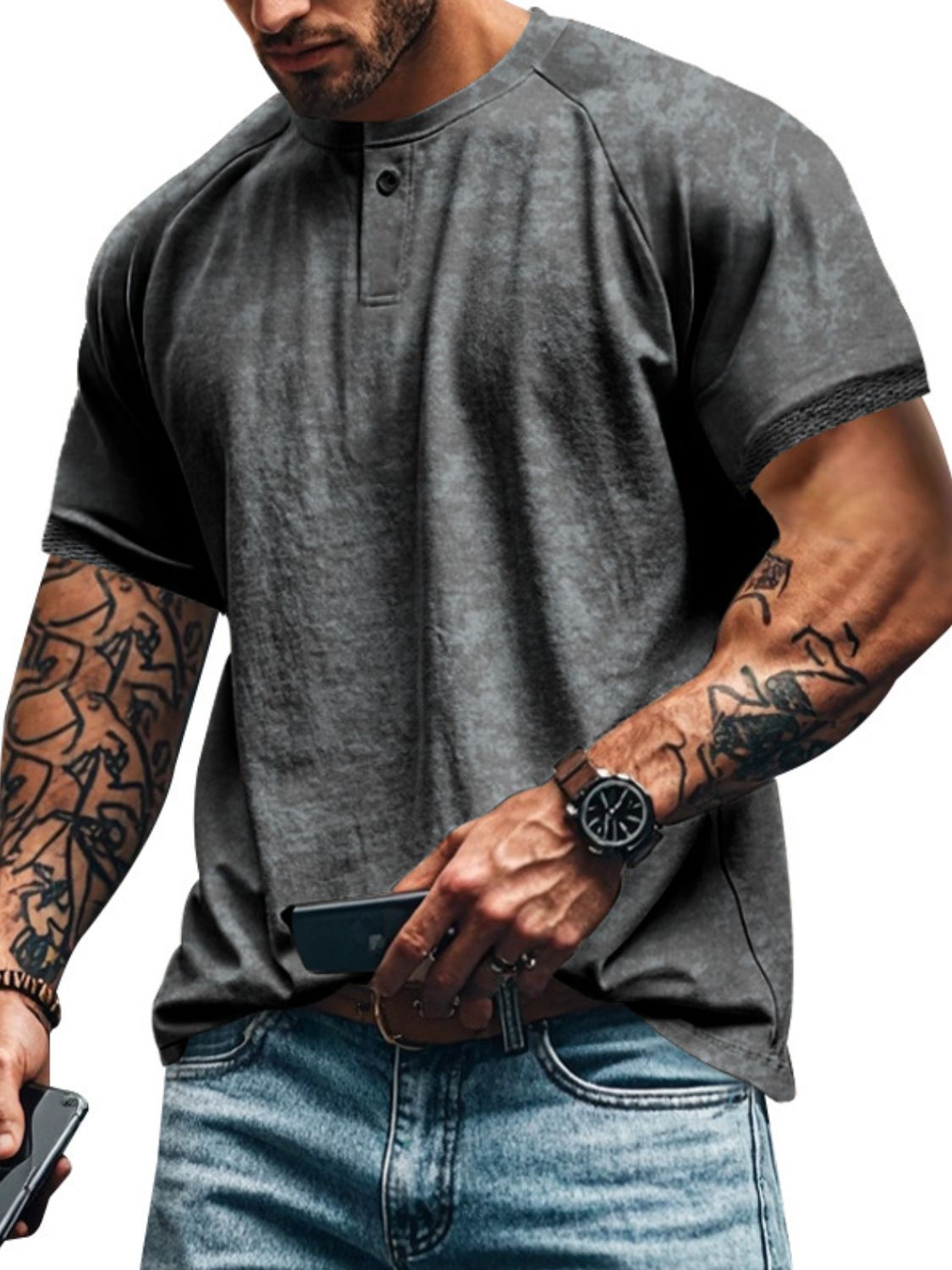 Men's Full Size Round Neck Short Sleeve T-Shirt Plus Size