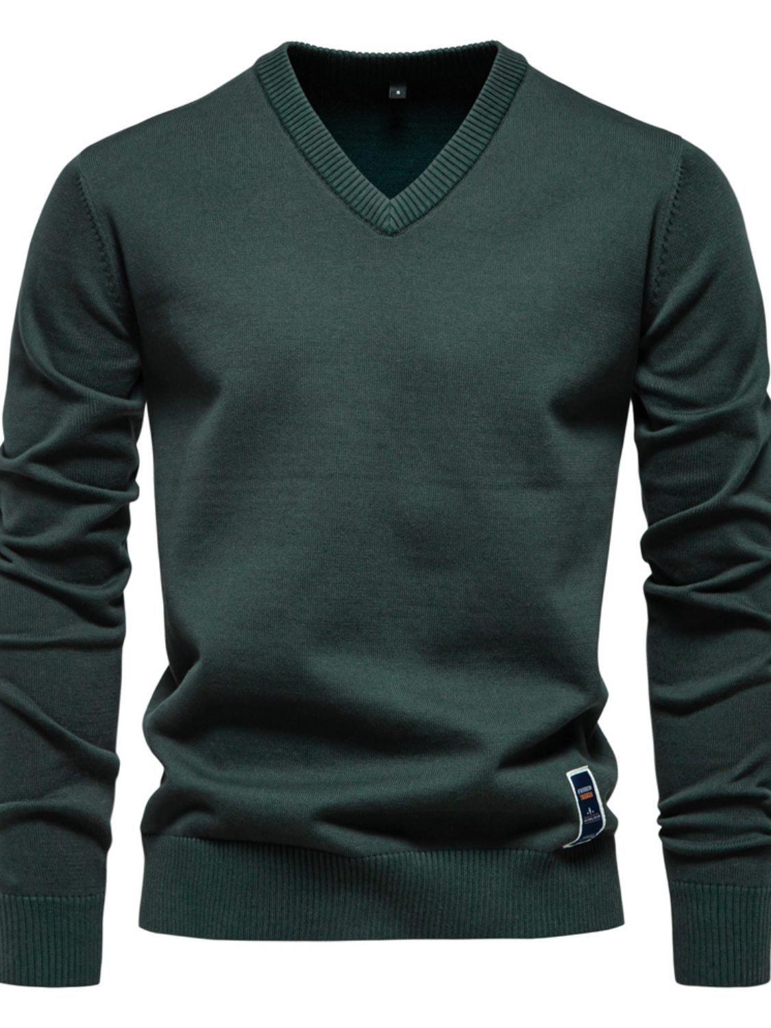 Men's Ribbed Hem V-Neck Long Sleeve Sweater