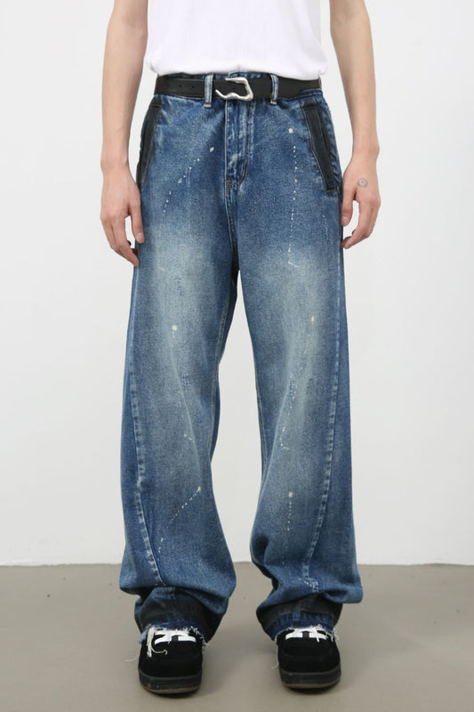 Men's Raw Hem Baggy Jeans