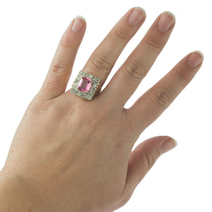 Vintage Austrian Crystal Cocktail Ring 18k Yellow or White Gold Electroplated Women's Birthstne RingMade in USA by PVD Vintage Jewelry