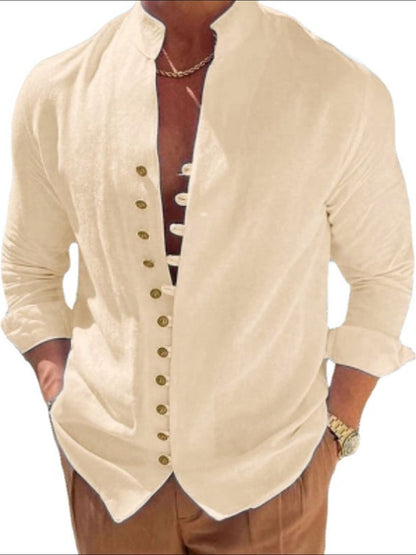 Men's Full Size Button Front Long Sleeve Shirt Plus Size