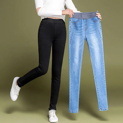 High-Waisted Stretchy Women's Jeans in Four Colors