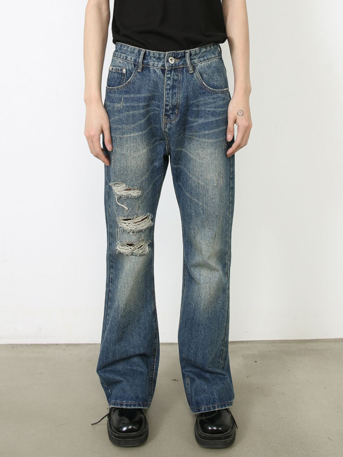 Men's Distressed Jeans with Pockets