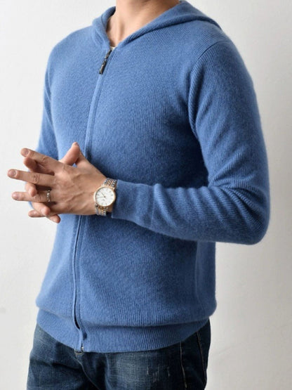 Men's Plus Size Zip Up Long Sleeve Hooded Cardigan