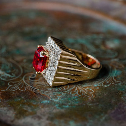 Vintage Austrian Crystal Cocktail Ring 18k Yellow or White Gold Electroplated Women's Birthstne RingMade in USA by PVD Vintage Jewelry