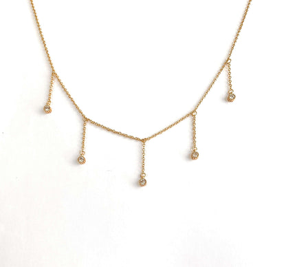 Drop Necklace for Women in Gold or Silver with Five Cubic Zirconia Stone by Hollywood Sensation®