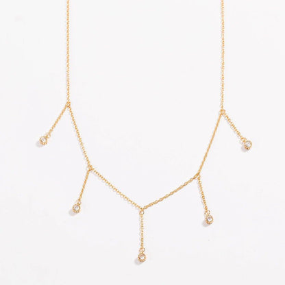 Drop Necklace for Women in Gold or Silver with Five Cubic Zirconia Stone by Hollywood Sensation®