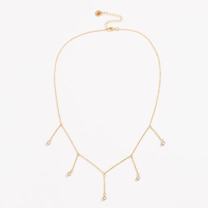 Drop Necklace for Women in Gold or Silver with Five Cubic Zirconia Stone by Hollywood Sensation®