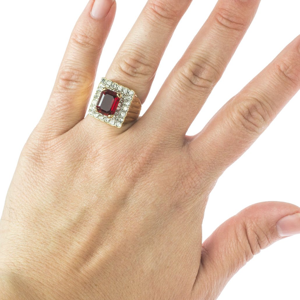 Vintage Austrian Crystal Cocktail Ring 18k Yellow or White Gold Electroplated Women's Birthstne RingMade in USA by PVD Vintage Jewelry