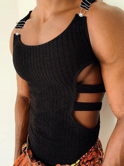 Men's Full Size Side Cutout Round Neck Tank Plus Size