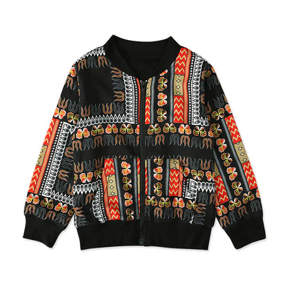 Bohemian Style Printed Top and Zip Jacket for Kids
