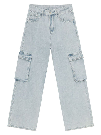 Men's Wide Leg Jeans with Cargo Pockets