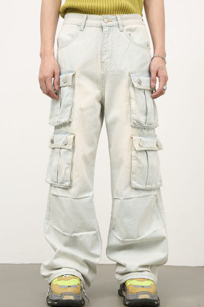 Men's Mid Rise Jeans with Cargo Pockets