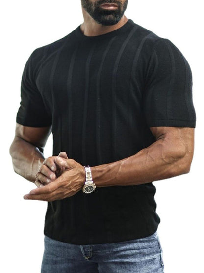 Men's Plus Size Striped Round Neck Short Sleeve T-Shirt