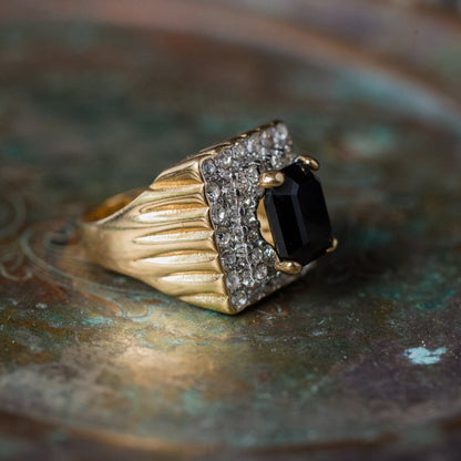 Vintage Austrian Crystal Cocktail Ring 18k Yellow or White Gold Electroplated Women's Birthstne RingMade in USA by PVD Vintage Jewelry