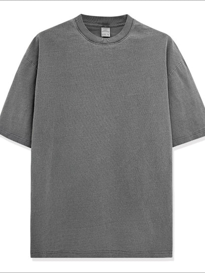 Men's Full Size Round Neck Washed T-Shirt Plus Size