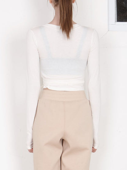 Tied Surplice Long Sleeve Top