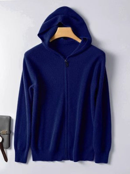 Men's Plus Size Zip Up Long Sleeve Hooded Cardigan