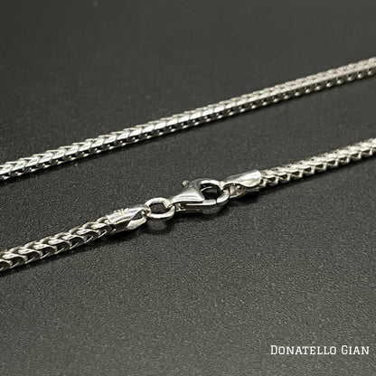 Sterling Silver 925 Round Franco Chain 1.7MM, 16"-24", Square Box Chain Necklace, Italian Made Sterling Silver 925 Unisex Chain by Donatello Gian