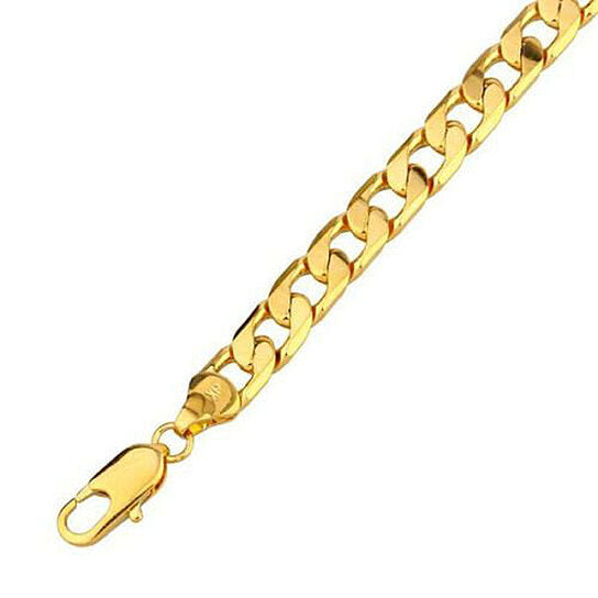 RMZ Gold NYC 14K Gold Plated Cuban Link Bracelet – 8" for Men & Women
