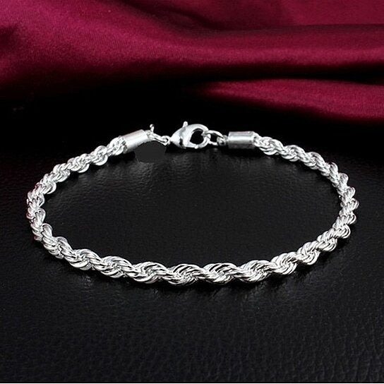 RMZ GOLD NYC 14K White Gold Plated Rope Bracelet – Timeless Elegance in a Classic Twist