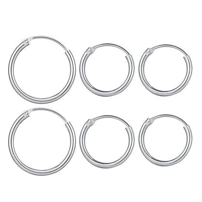 RMZ GOLD NYC Italian White Gold Endless Hoop Earrings (3 Pairs)