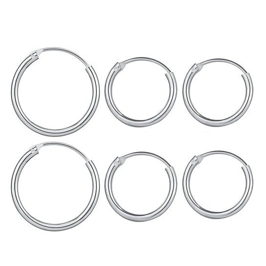 RMZ GOLD NYC Italian White Gold Endless Hoop Earrings (3 Pairs)