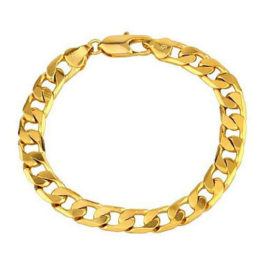 RMZ Gold NYC 14K Gold Plated Cuban Link Bracelet – 8" for Men & Women