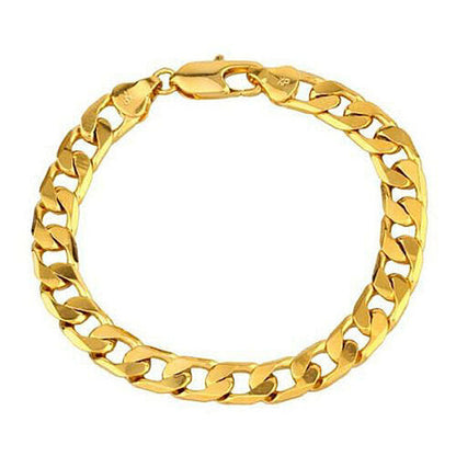 RMZ Gold NYC 14K Gold Plated Cuban Link Bracelet – 8" for Men & Women