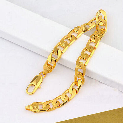 RMZ Gold NYC 14K Gold Plated Cuban Link Bracelet – 8" for Men & Women