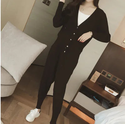 Fashion Casual Knit Sweater and Harem Pants Set