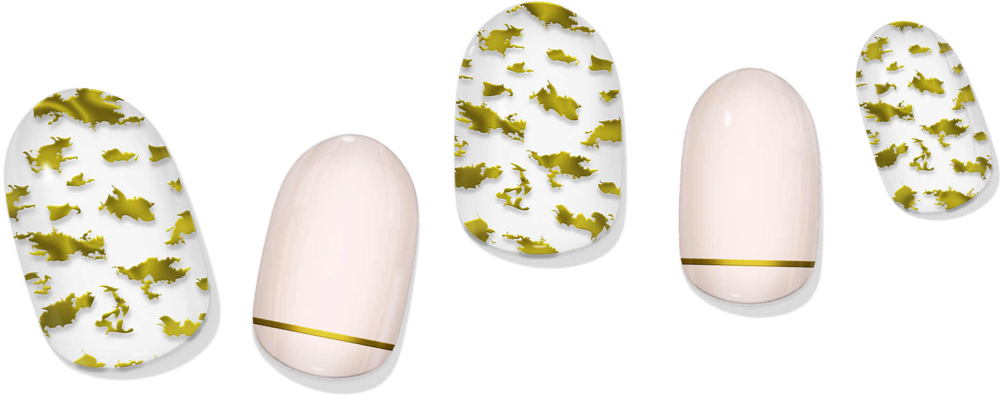 Gold Leaf & Blush Gel Nail Wrap Easy Non-Toxic No Dry Time