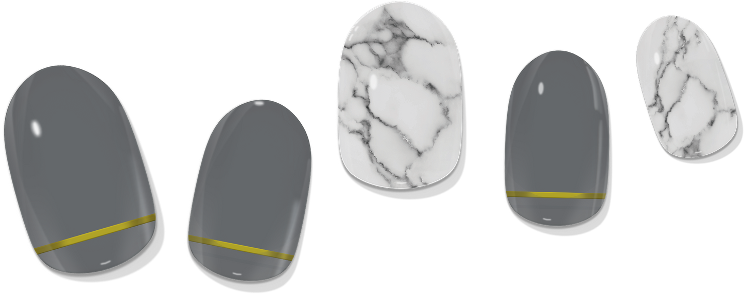 Grey & Gold Marble Gel Nail Wrap