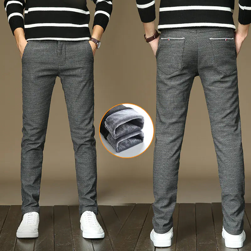 Thickened Fleece Men's Warm Casual Long Pants
