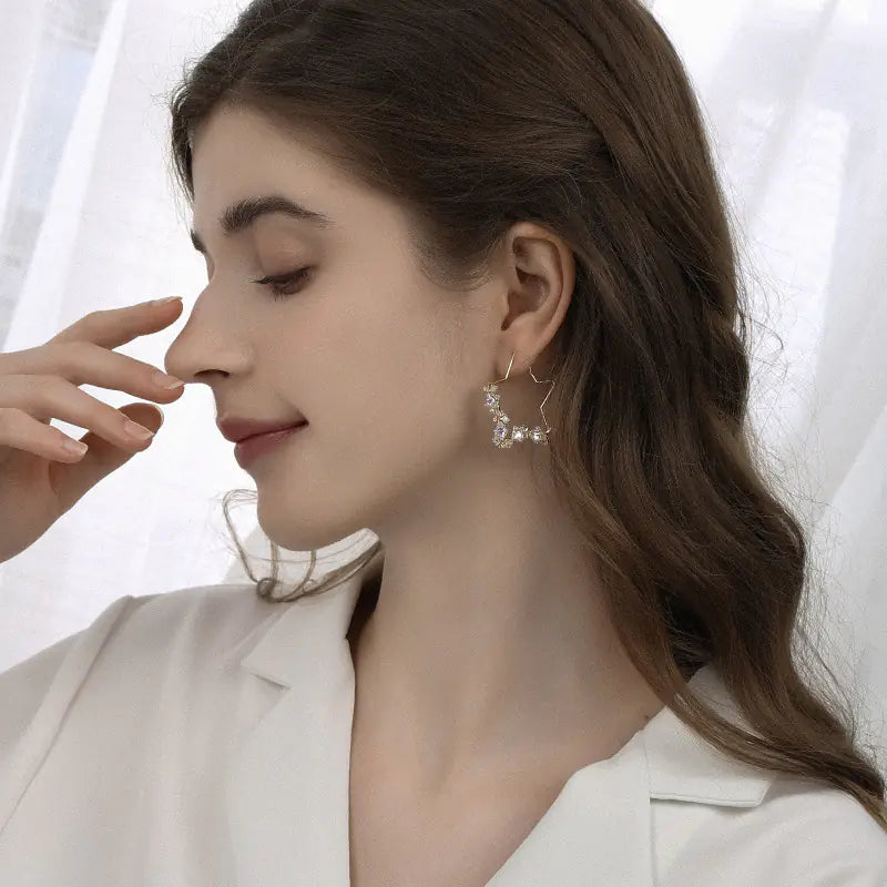 Stylish Geometric Star Design Big Hoop Earrings for Women