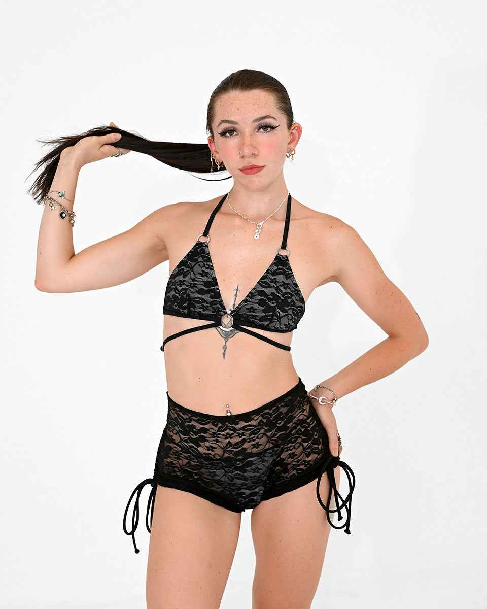 Lace Bikini and Shrug Top