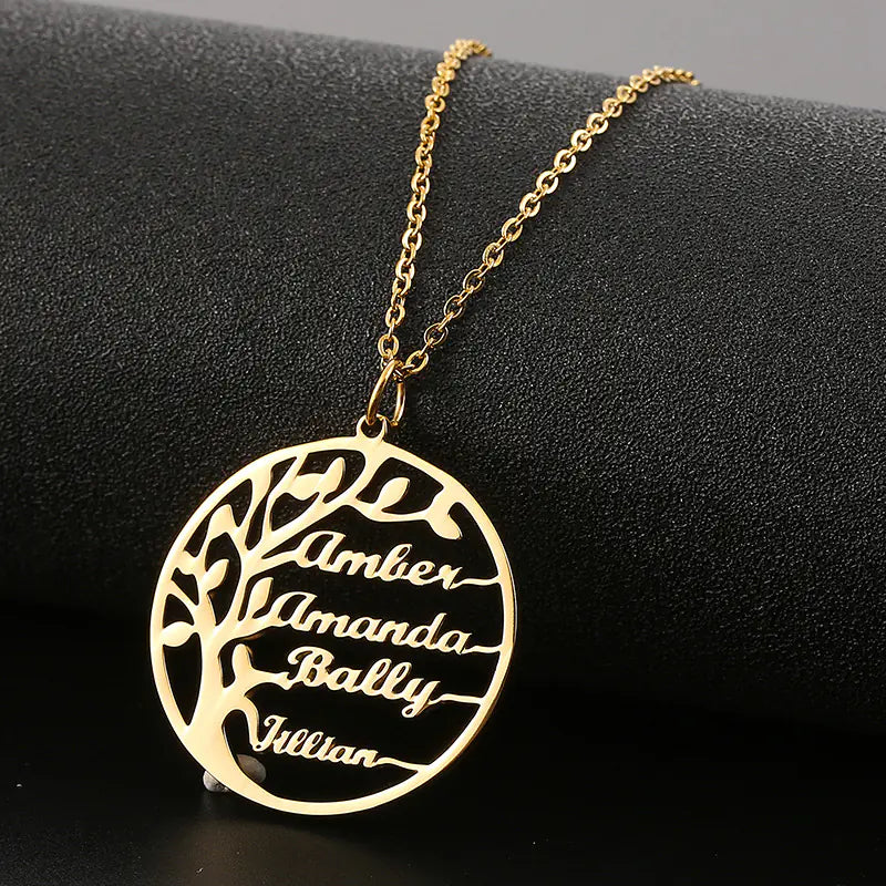 Personalized Name Necklace with Tree of Life Pendant