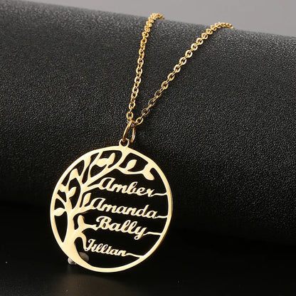 Personalized Name Necklace with Tree of Life Pendant