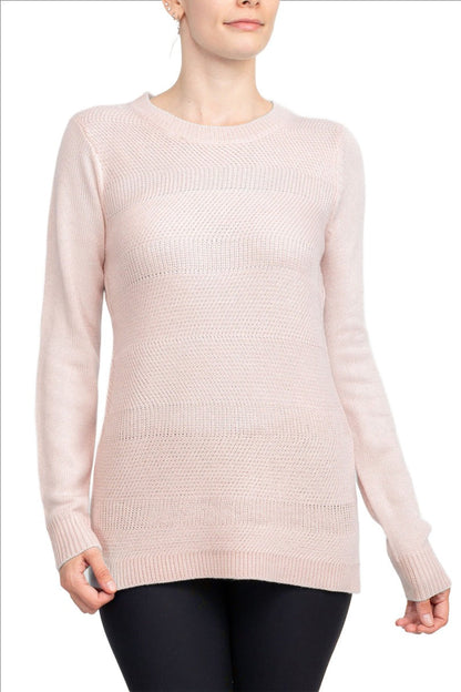 Lissy Crew Neck Long Sleeve Solid Knit Top by Curated Brands